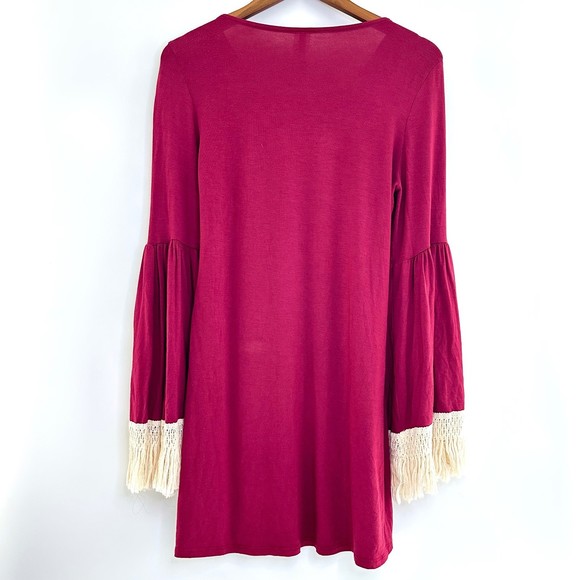 Bellamie Embroidered Dress with Fringe Belle Sleeved Size Medium - Picture 7 of 9